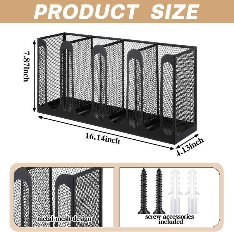 Maxcheck Metal Mesh Cup and Lid Holder Coffee Paper Cup Dispenser Lid Holder Storage Organizer Countertop or Wall Mount for Coffee Bar, Kitchen, Breakroom (4 Compartments) - Image 2